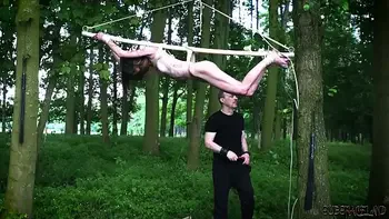 Humiliation for tied up teen hungry for cock