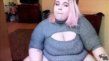 BBW Feedee over eats lots of hamburgers and burps