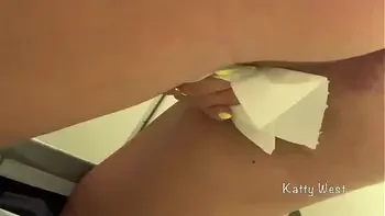 Risky masturbation in an airplane toilet. Almost Caught without Panties When Cumming