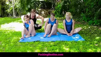 Gymnastics Training Turns Into A Foursome With Their Coach