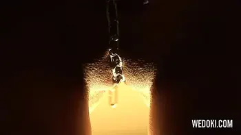 Busty Goth babe with pierced nipples and chain pussy playing