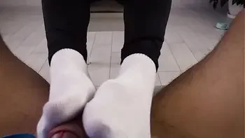 Please Cum in my white sock. Sockjob / Footjob