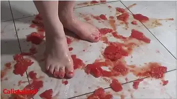 Several Tomatoes Are Crushed Under My Wonderful Bare Feet