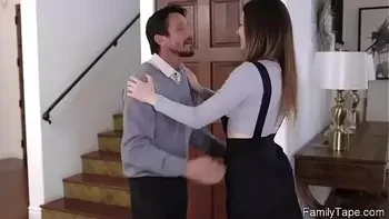 Foster stepdad fucking doggystyle while stepdaughter suck on stepmoms pussy