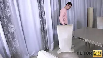TUTOR4K. Young man was home when student came to penetrate his stepmother