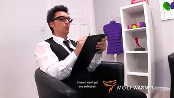 Busty Leni gets her pussy fucked & rides dick during a fake body lotion test  (FULL SCENE)! WolfWagner.com