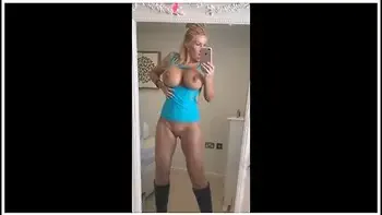 Tiny Blue Mini Dress And Boots