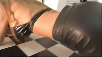 Blonde In Skintight Leather Pants Gives Pov Show In Bar - Jasmine Sinclair