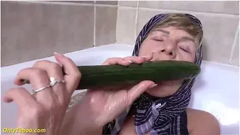 Granny Cunt Stretched By Cucumber