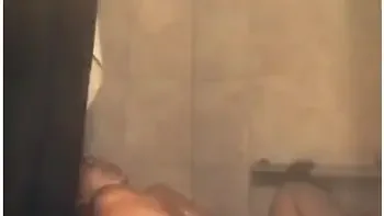 Ebony Babe In Shower Masturbating