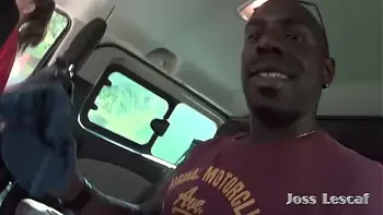 a young girl sucks a big black cock in a car park in the street in the middle of the afternoon.part1