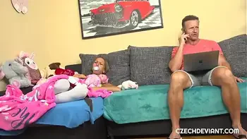 Pigtailed bitch in b. clothes gets fucked hard