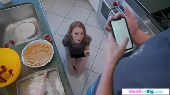 A petite small tits teen sucks big cock