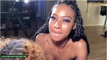 Brixley Benz - 2 Hot Black Teens 18+ Take Turns Deepthroating Stepdaddys Dick