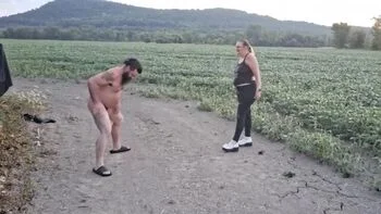 Amateur Femdom Ballbusting Outdoor - Miss JJ Chose Slave CBT & Cumshot