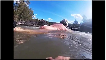 Real & Risky Nude River Swim & Handjob