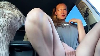 Stacy Via Car Squirting Solo - Student MILF Dildo Fun