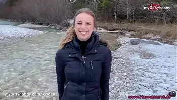 - Busty teen gets a huge cumshot while fucking in the snow