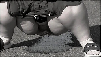 Mature Bbw Milf With A Big Bush On Her Pussy Pisses On The Road