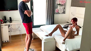 Redhead MILF MissLeggings Filmed By Stepson's Friend - Big Tits Bikini Footjob & Blowjob