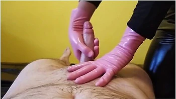 I Ruined Him In Pink Latex Gloves Using Nuru Gel And Continued To Jerk Him Until He Came Again