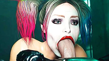 Sucks And Fucks Batman - Car Toon And Harley Quinn