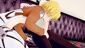 Shingeki No Kyojin Yaoi - Eren Use A Dildo With Armin And Armin Blowjob To Eren With Car Toon