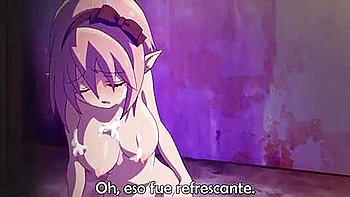 A monster pig's big cock is put in her mouth and she cums in her mouth, rubbed by her big tits and bukkake