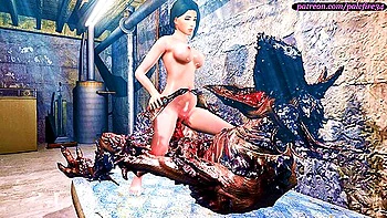 Jill Rides Demogorgon - Stranger Things Monster