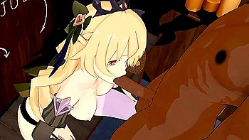 Genshin Impact Fischl Blowjob Hentai Blonde Girl Half Naked Mmd 3d Dark Brown Clothes Color Edit Smixix