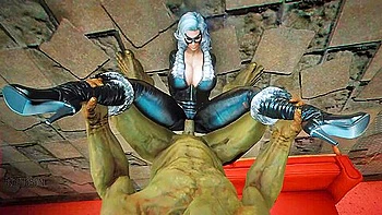 Black Sat Plays With Super Mutant Big Dick