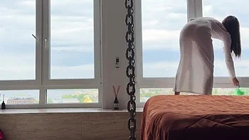 Skinny Russian Cleaning Lady In Short Dress Foot Fetish POV Worship