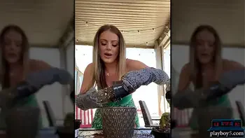 Huge boobs MILF Sophie Dee pool fun at home during the quarantine