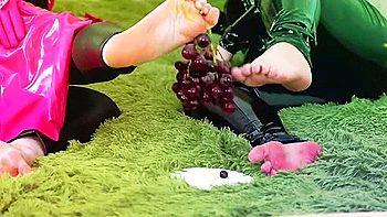 Lesbian Romantic Fuck: Latex And Whipped Cream, Big Boobs And Moans, Foot Fetish And Shiny Clothes!