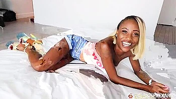 Harmony Cage - Skinny Black Milf Rides Until Creampie