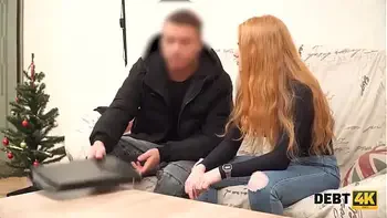 DEBT4k. Red-haired waitress delays debt and fuck is the price for it