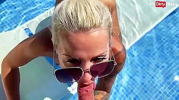 Stepsister Licks Cum Off My Cock By The Pool German Amateur Sex