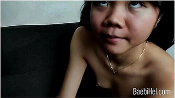 Cute Asian Teen Struggles Sucking A Big White Dick - Noisy Bwd Bj - Real Sex With Baebi Hel