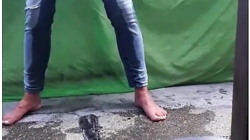 How We Make Video Desperate Pee In Jeans On Balcony In Centrum City