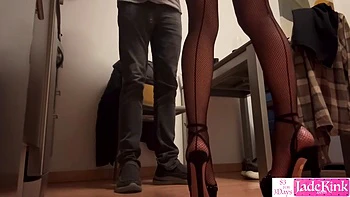 Submissive Slut In Sexy Bodysuit Stockings Giving Best Blowjob