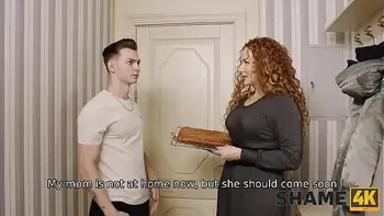 SHAME4K. Hot cougar visits pervy neighbor before getting off with him