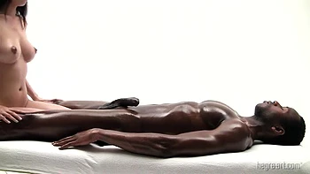 Sensual Interracial Massage With Amateur Big Breasted Brunette