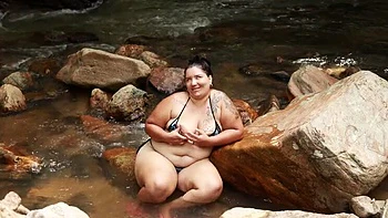 Lexly_16 Outdoor River Fuck with Big Dick Stranger - Latina Blowjob and Cum on Pussy