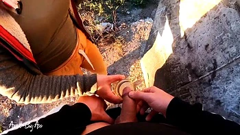 April BigAss Drinks Piss on Street in Real Outdoor Risk