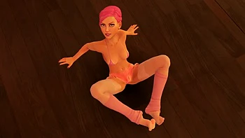Pink Is Using Her Dildo with Her Feet