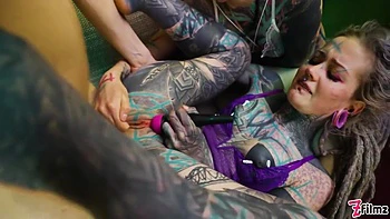 Inked-up Girls Ass Fuck Double Anal With A Big Cock