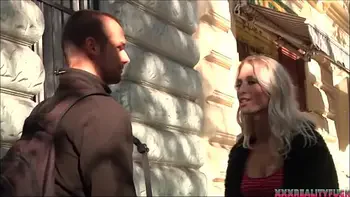 Porn star Bella Babe and her blonde friend took two horny strangers into their fuck bus for group fuck