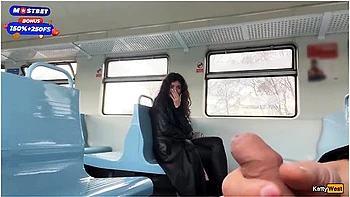 Katty West - Stranger Helped Me Cum On Public Train And Walks Around Carriages With Cum On Face - Cumwalk