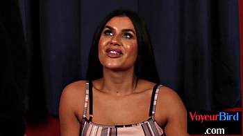 Big-titted naughty voyeur teasing wanker