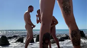 PICK UP YOUNG GIRL & MAKE GANG BANG ORGY ON THE BEACH 2